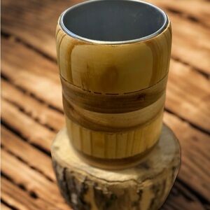 Hand Crafted Brown Ribbed Vase